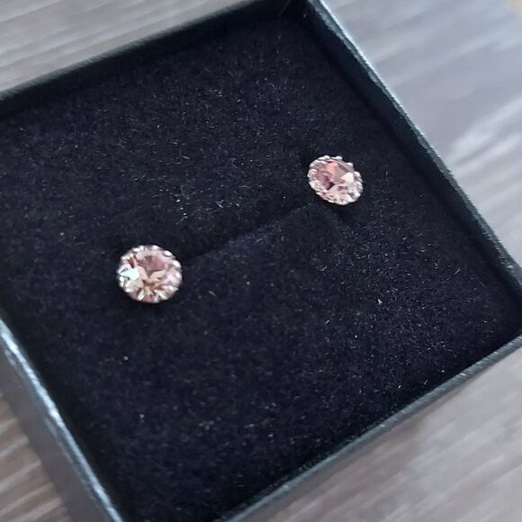 Platinum Plated 925 Silver June Birthstone CZ Stud Earrings - Picture 6 of 8